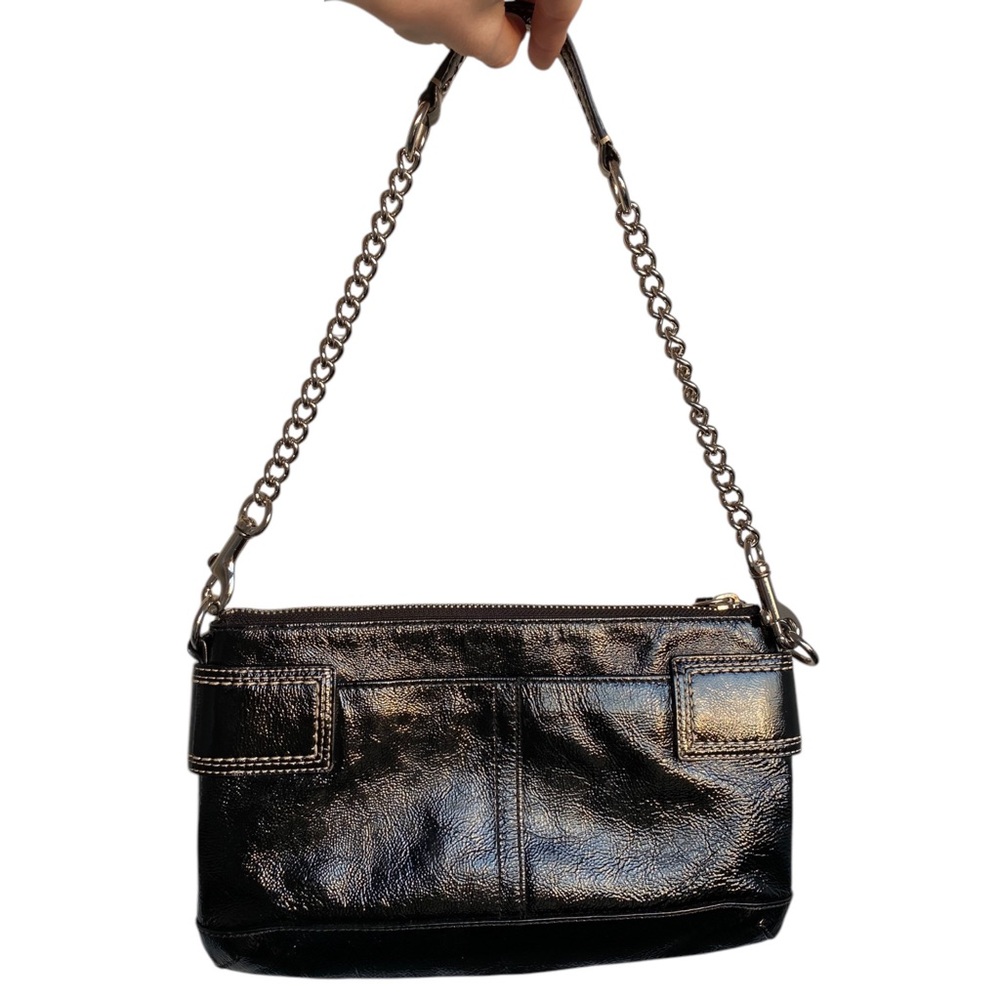 Coach Soho Chain Buckle Patent Black Leather Clutch Handbag - Picture 2 of 12